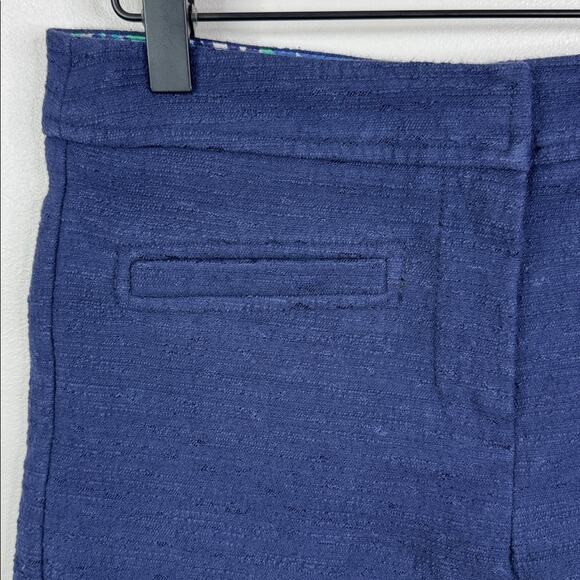 TRINA TURK Indigo Palm Navy Blue Flat Front Tailored Shorts Women's Size 0 - Picture 2 of 6